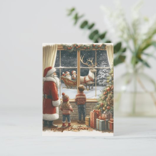 Viktorianische rustikale Weihnachtskarte Postkarte (Stehend Vorderseite)