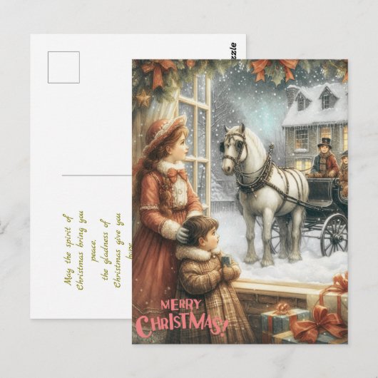 Viktorianische rustikale Weihnachtskarte Postkarte (Vorne/Hinten)