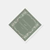 Viktorianische Salbeigrüne Hochzeit Serviette (Ecke)