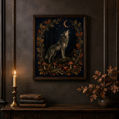 Viktorianische Samhain-Wolf-Botanik-Wandkunst Poster