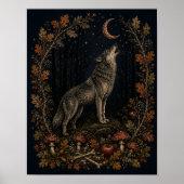 Viktorianische Samhain-Wolf-Botanik-Wandkunst Poster (Vorne)