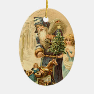 Viktorianische Sankt-Weihnachtsverzierung Keramikornament