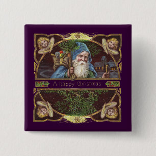 Viktorianische Santa Angels Weihnachtsantike Button