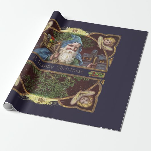 Viktorianische Santa Angels Weihnachtsantike Geschenkpapier (Ungerollt)