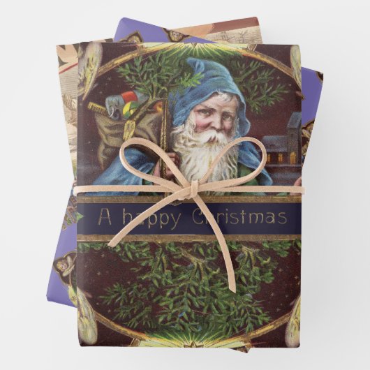 Viktorianische Santa Angels Weihnachtsantike Geschenkpapier Set (Beispiel)