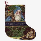 Viktorianische Santa Angels Weihnachtsantike Großer Weihnachtsstrumpf (Vorderseite)