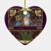 Viktorianische Santa Angels Weihnachtsantike Keramikornament (Hinten)