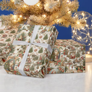 Viktorianische Santa-Collage Retro Frohe Weihnac Geschenkpapier