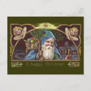 Viktorianische Santa Engel Blaue Weihnachten Vinta