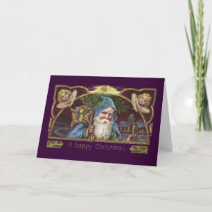 Viktorianische Santa Engel Blaue Weihnachten Vinta
