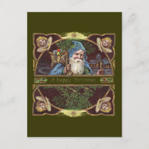 Viktorianische Santa Engel Blaue Weihnachten Vinta