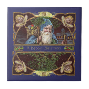 Viktorianische Santa Engel Blaue Weihnachten Vinta Fliese