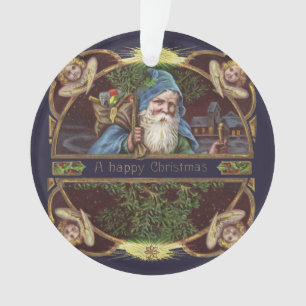 Viktorianische Santa Engel Blaue Weihnachten Vinta Ornament