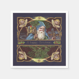Viktorianische Santa Engel Blaue Weihnachten Vinta Serviette