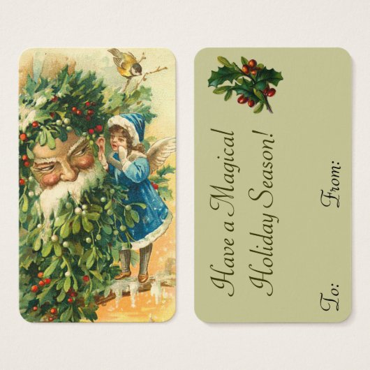 Viktorianische Santa & Fee Mini-Grüße oder Gift-Ta (Vorne & Hinten)