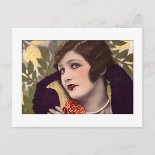 Viktorianische Schönheit in violetter Jacke Postkarte