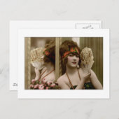 Viktorianische Schönheit mit Ventilator und Reflex Postkarte (Vorne/Hinten)