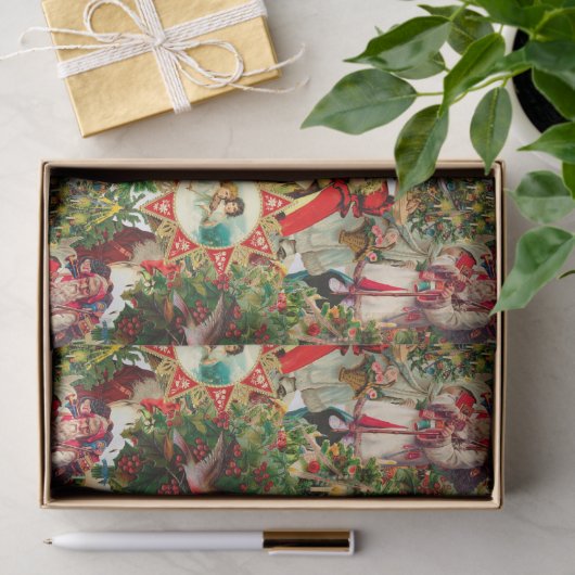 VIKTORIANISCHE SCHRISTMAS-ZUSAMMENARBEIT SEIDENPAPIER (Geschenk)