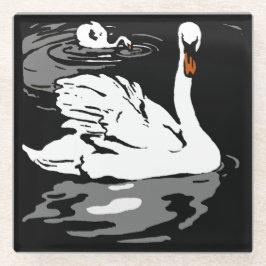 Viktorianische Schwäne von Holzschnitztieren Glasuntersetzer