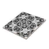 Viktorianische, schwarz-graue Damast-Dekoration Fliese (Seite)