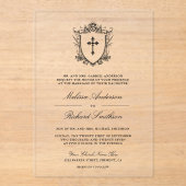 Viktorianische Schwarz-Katholische Hochzeit Acryleinladungen (Vorderseite)