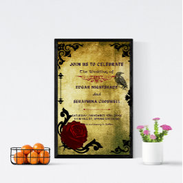 Viktorianische Schwarz-Rot-Gotik-Hochzeitseinladun Einladung