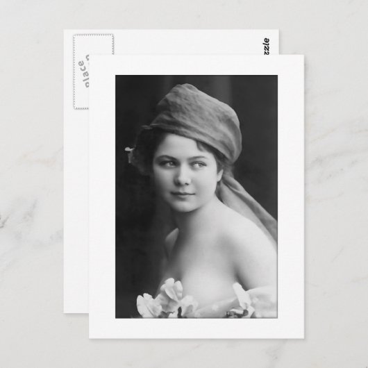 viktorianische Schwarz-Weiß-Braut, Blume-Soft Port Postkarte (Vorne/Hinten)