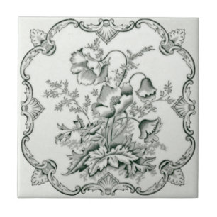Viktorianische Schwarz-Weiß-Floral-Repro-Mauer Fliese