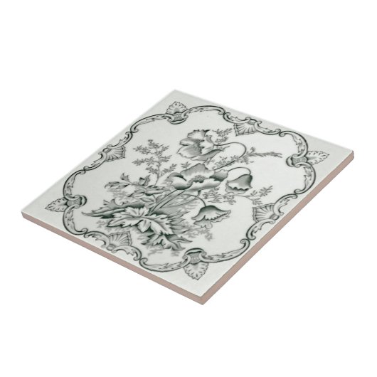 Viktorianische Schwarz-Weiß-Floral-Repro-Mauer Fliese (Seite)