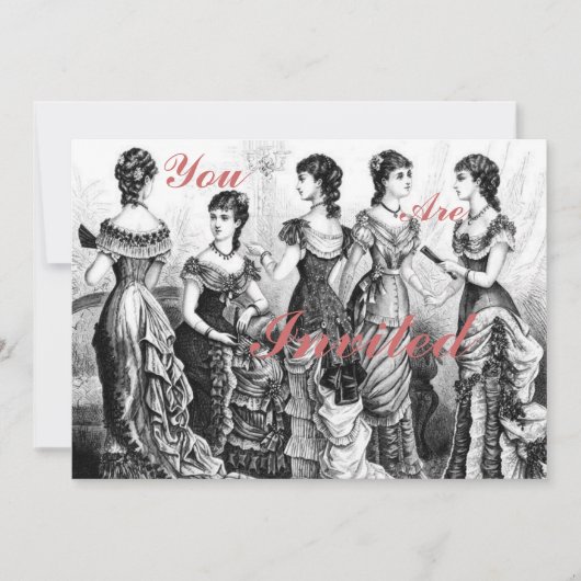 Viktorianische Schwarz-Weiß-Mode Einladung (Vorderseite)