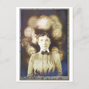 Viktorianische Schwarz-Weiß-Spirit-Fotografie Postkarte