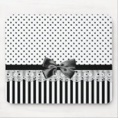 Viktorianische, schwarz-weiße Streifen mit Bogen Mousepad (Vorne)