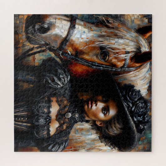 Viktorianische schwarze Frau mit Pferd Puzzle (Horizontal)