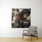 Viktorianische schwarze Frau mit Pferd Wandteppich (Beispiel)