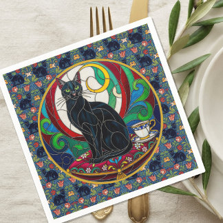 Viktorianische schwarze Katzenkunst Servietten, Vi Serviette