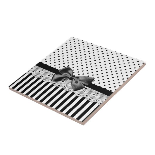 Viktorianische Schwarzweiss-Streifen mit Bogen Fliese (Seite)