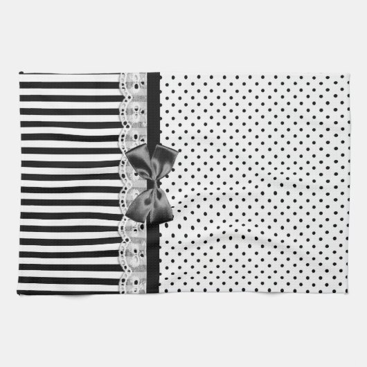 Viktorianische Schwarzweiss-Streifen mit Bogen Handtuch (Horizontal)