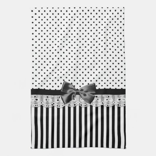 Viktorianische Schwarzweiss-Streifen mit Bogen Handtuch (Vertikal)