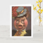 Viktorianische Schweinekarte Karte (Gelbe Blume)