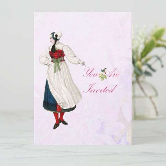 Viktorianische Schweizer Frau Einladung (Stehend Vorderseite)