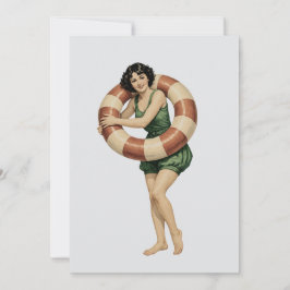 Viktorianische Schwimmerin mit Vintage-Rettungsrin Mitteilungskarte