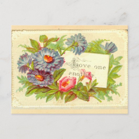 Viktorianische Scrapbook-Blume "Liebe One Other" Postkarte (Vorderseite)