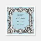 Viktorianische Scroll Frame - blauer Baby Boy Serviette (Vorderseite)