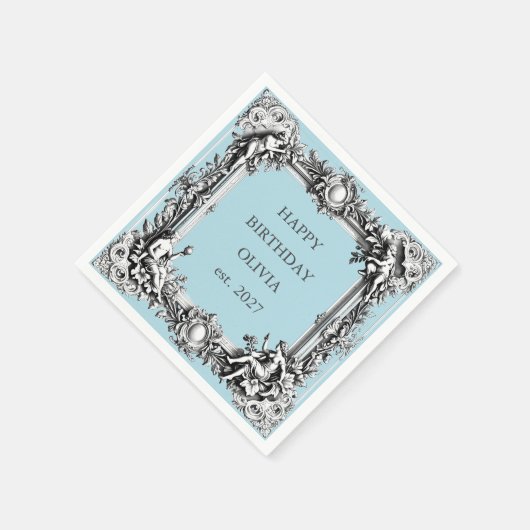 Viktorianische Scroll Frame - blauer Baby Boy Serviette (Ecke)