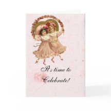 Viktorianische Shabby Pink Girl's Birthday Card