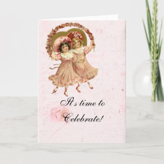 Viktorianische Shabby Pink Girl's Birthday Card Dankeskarte