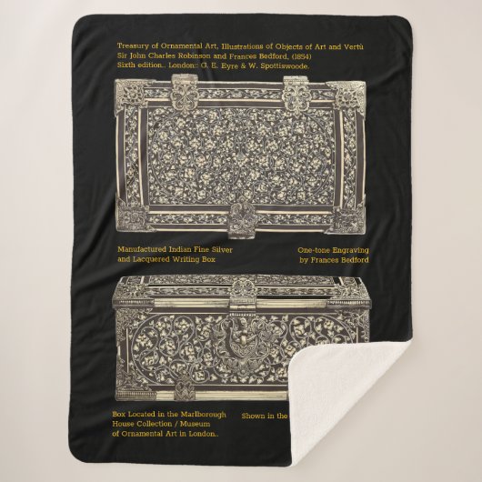 Viktorianische Silber-Schreibbox auf dem Sherpa-Bl Sherpadecke (Vorderseite)
