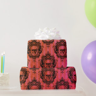 Viktorianische Skulpturen, rot/schwarz, Halloween Geschenkpapier