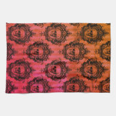 Viktorianische Skulpturen, rot/schwarz, Halloween Geschirrtuch (Horizontal)