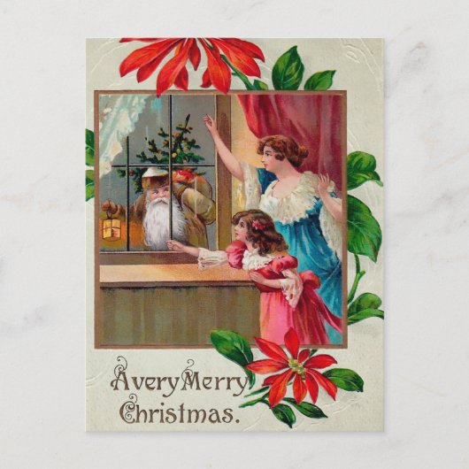 Viktorianische Snooping Santa Postcard Postkarte (Vorderseite)